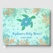 Schildpad onder het Baby shower Zee Gastenboek (Voorkant)