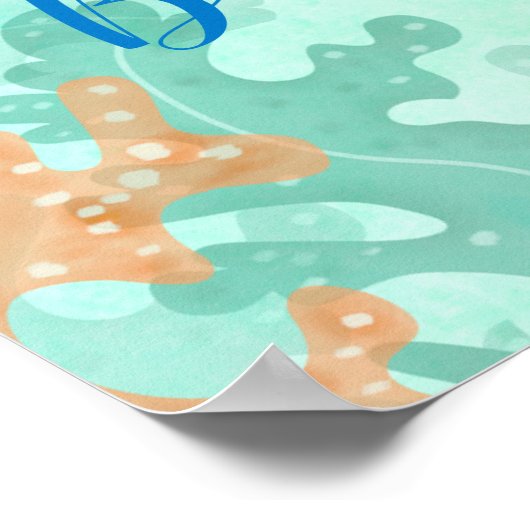 Schildpad onder het Baby shower Zee Poster (Hoek)