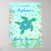 Schildpad onder het Baby shower Zee Poster (Voorkant)