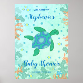 Schildpad onder het Baby shower Zee Poster
