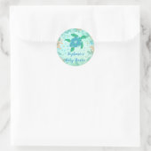 Schildpad onder het Baby shower Zee Ronde Sticker (Tas)