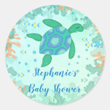 Schildpad onder het Baby shower Zee
