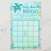 Schildpad onder het Zee Baby shower Bingo Game (Voorkant)