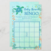 Schildpad onder het Zee Baby shower Bingo Game (Voorkant / Achterkant)