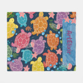 Schildpad onder het Zee Fleece Deken (Voorkant (Horizontaal))