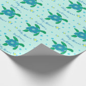 Schildpad onder het Zee, gepersonaliseerd Baby sho Cadeaupapier (Hoek)