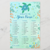 Schildpad onder het Zee Purse Baby shower Game (Voorkant)