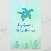 Schildpad onder het Zee Purse Baby shower Game (Achterkant)