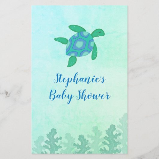 Schildpad onder het Zee Purse Baby shower Game (Achterkant)