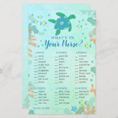 Schildpad onder het Zee Purse Baby shower Game (Voorkant / Achterkant)