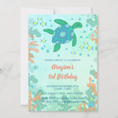 Schildpad onder het Zee Verjaardagsuitnodigingen Kaart (Voorkant)