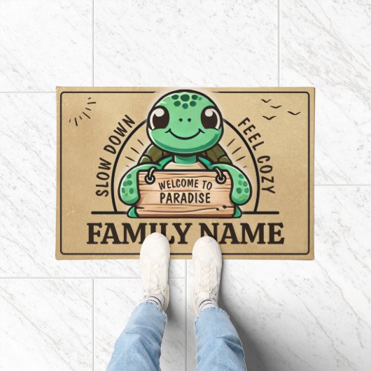 Schildpad ontwerp aanpasbaar voor warme gezinnen deurmat (Binnen)