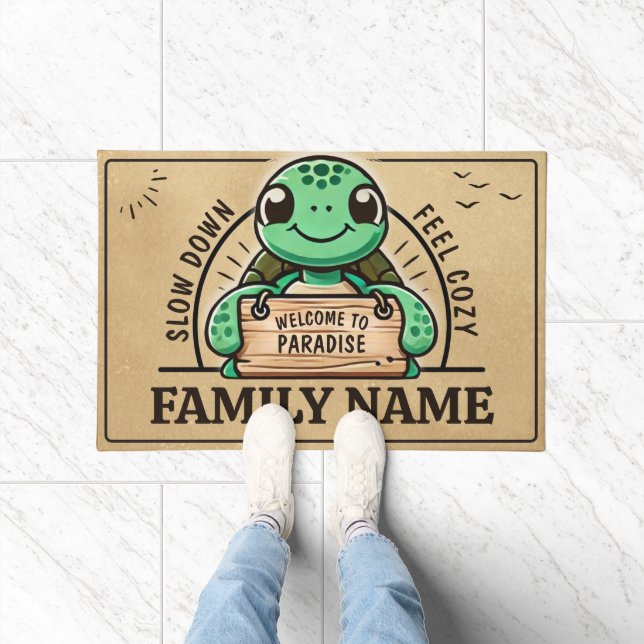 Schildpad ontwerp aanpasbaar voor warme gezinnen deurmat (Binnen)