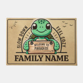 Schildpad ontwerp aanpasbaar voor warme gezinnen deurmat (Voorkant)