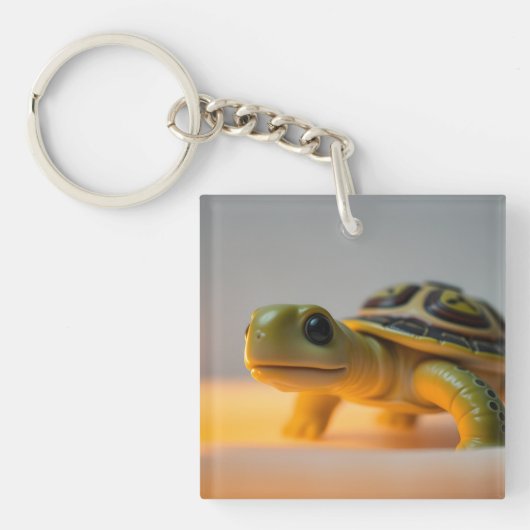 Schildpad op een brandende kaars sleutelhanger (voorkant)