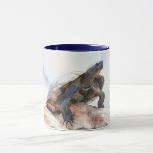 Schildpad op een Steen Reptiel Kunst Mok Beker (Midden)