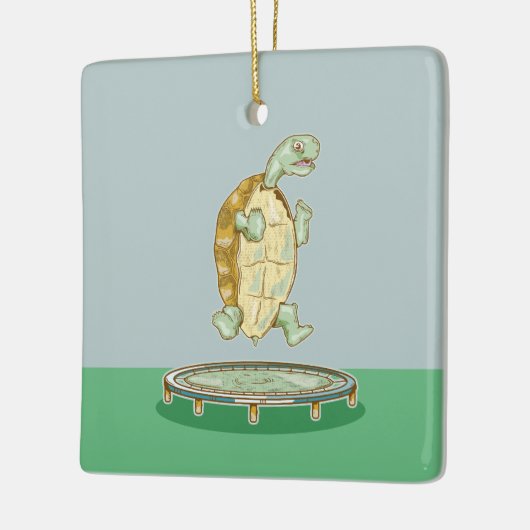 Schildpad op een trampoline keramisch ornament (Links)