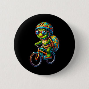 Schildpad Op Fiets Liefhebber Wielrenner Fiets Toe Ronde Button 5,7 Cm