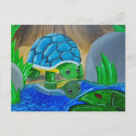 Schildpad op het briefkaart van de vijver (Voorkant)