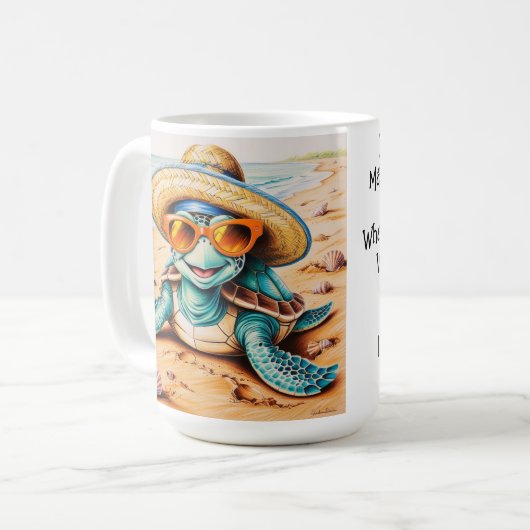  schildpad op het strand koffiemok (Voorkant links)