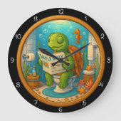 Schildpad op het toilet lezen grote klok (Voorkant)