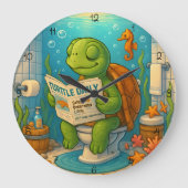 Schildpad op het toilet lezen grote klok (Voorkant)