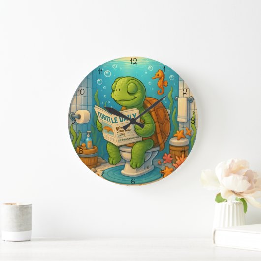 Schildpad op het toilet lezen grote klok (Huis)