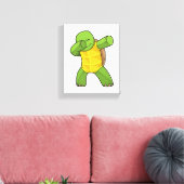 Schildpad op Hip Hop Dance Dab Canvas Afdruk (Insitu (Woonkamer))