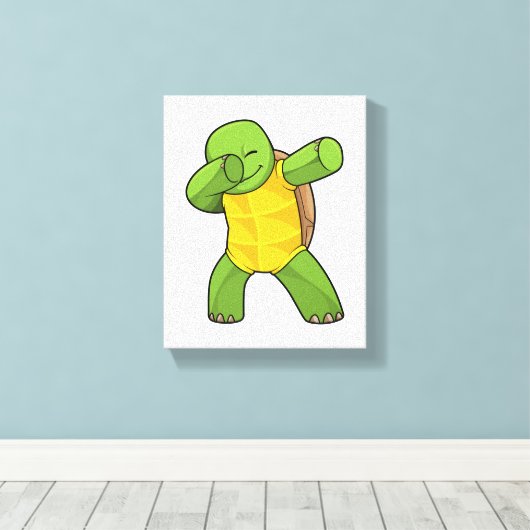 Schildpad op Hip Hop Dance Dab Canvas Afdruk (Insitu (Houten vloer))