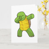 Schildpad op Hip Hop Dance Dab Kaart (Gele Bloem)