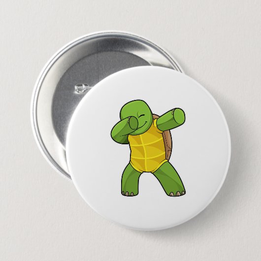 Schildpad op Hip Hop Dance Dab Ronde Button 7,6 Cm (Voorkant /achterkant)