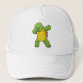 Schildpad op Hip Hop Dance Dab Trucker Pet (Voorkant)