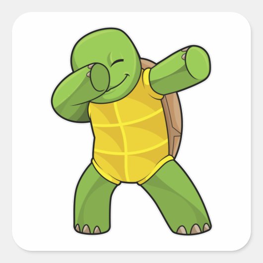 Schildpad op Hip Hop Dance Dab Vierkante Sticker (Voorkant)