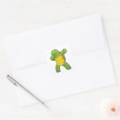 Schildpad op Hip Hop Dance Dab Vierkante Sticker (Envelop)