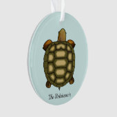 Schildpad op lichtblauw Acryl Ornament (voorkant)