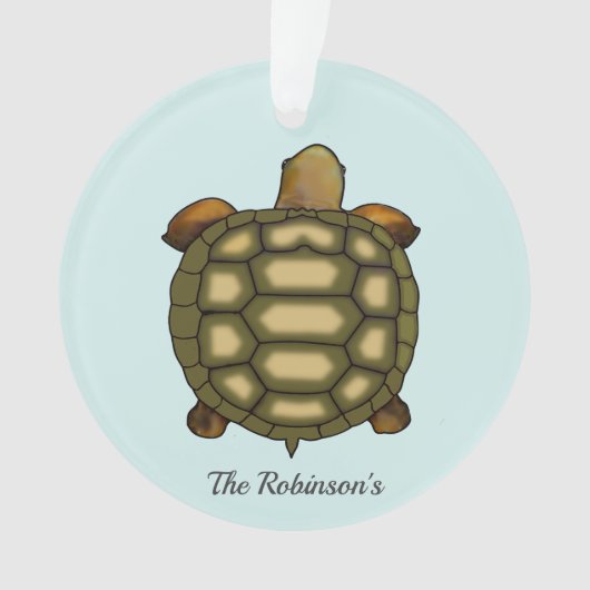 Schildpad op lichtblauw Acryl Ornament (voorkant)