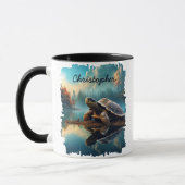 Schildpad op Logmeer-weerkaatsing Mok (Links)