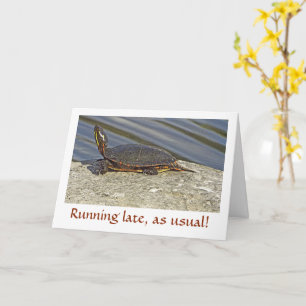 SCHILDPAD OP ROCK/BELATED VERJAARDAG KAART