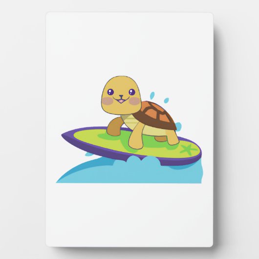 Schildpad op surfplank fotoplaat (voorkant)