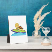 Schildpad op surfplank fotoplaat (Zijkant)