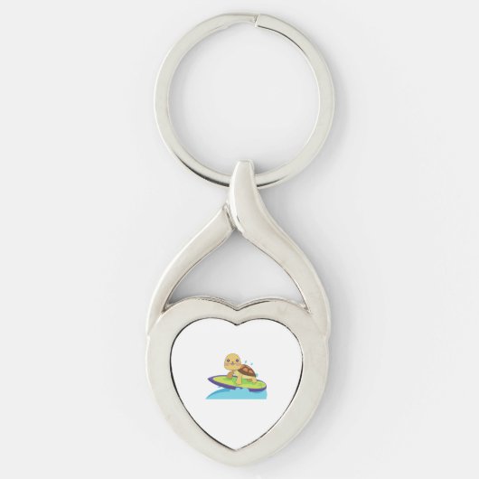 Schildpad op surfplank sleutelhanger (Voorkant)