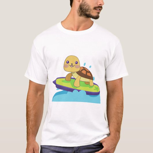 Schildpad op surfplank t-shirt (Voorkant)