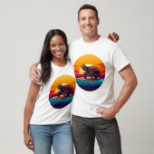 Schildpad op Surfplank Zonsondergang T-shirt (Unisex)