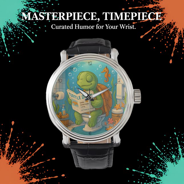 Schildpad op toilet lezend horloge (Creator heeft geüpload)