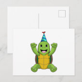 Schildpad op verjaardag met feesthoed briefkaart (Voorkant / Achterkant)