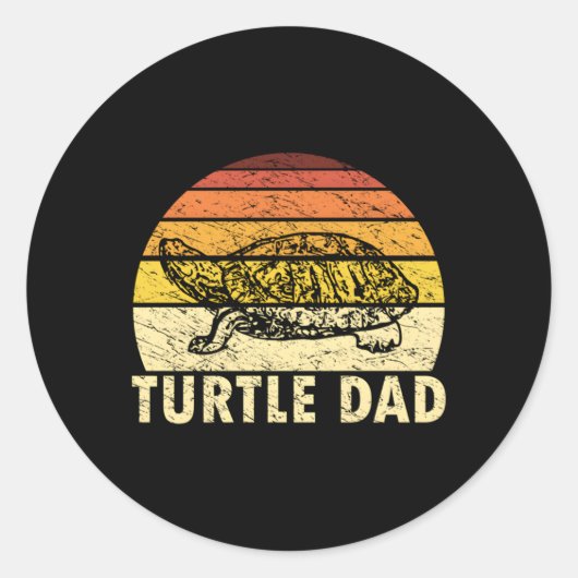 Schildpad Papa Schildpad Papa Tortoise Vaderdag Ronde Sticker (Voorkant)