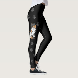 Schildpad Perzisch Cute Cartoon Kat & Pootjes Zwar Leggings