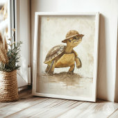 Schildpad Portretschilderij  schildpad Reptiel Poster