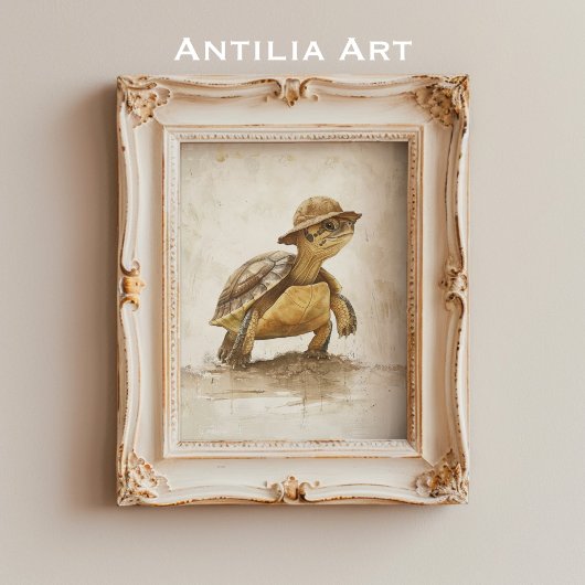 Schildpad Portretschilderij  schildpad Reptiel Poster