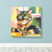 schildpad | Prachtig kattenschilderij Canvas Afdruk (Insitu (Houten vloer))